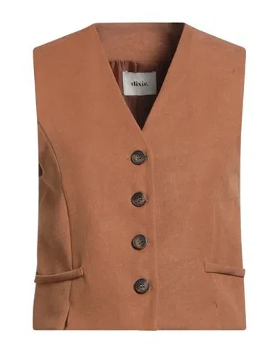 Dixie Woman Tailored Vest Camel Size M Polyester, Elastane In Brown
