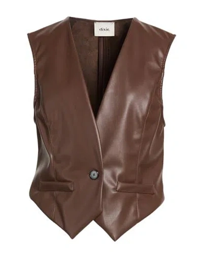 Dixie Woman Tailored Vest Chocolate Brown Size M Polyester, Polyurethane