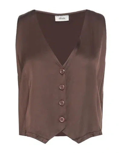 Dixie Woman Tailored Vest Chocolate Brown Size M Viscose