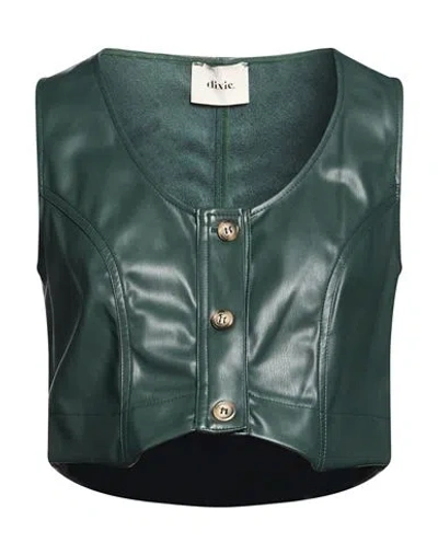Dixie Woman Tailored Vest Dark Green Size S Polyurethane