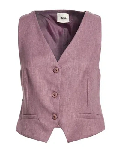 Dixie Woman Tailored Vest Mauve Size M Polyester In Purple