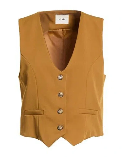 Dixie Woman Tailored Vest Mustard Size M Polyester, Viscose, Elastane In Transparent