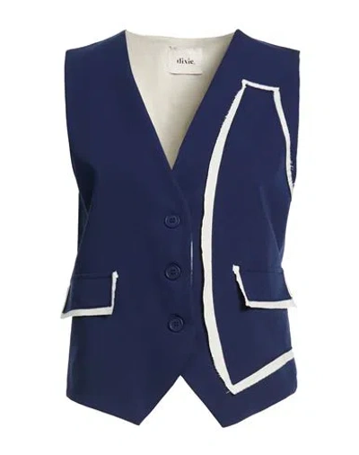 Dixie Woman Tailored Vest Navy Size M Polyester, Viscose, Elastane In Blue