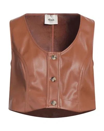 Dixie Woman Tailored Vest Tan Size L Polyurethane In Brown