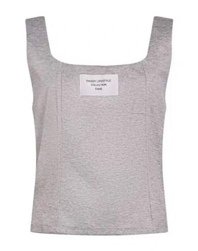 Dixie Woman Tank Top Grey Size M Viscose, Cotton, Polyester, Polyamide In Gray