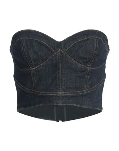 Dixie Woman Top Blue Size M Cotton, Elastane