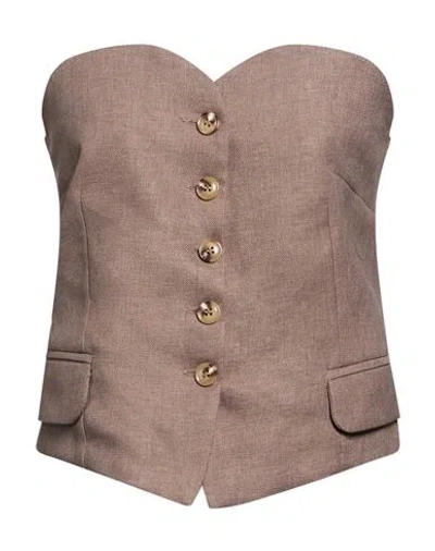 Dixie Woman Top Khaki Size M Polyester In Brown