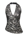 Dixie Woman Top Silver Size M Polyester, Elastane In Gray