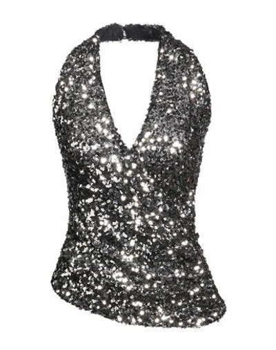 Dixie Woman Top Silver Size M Polyester, Elastane In Gray