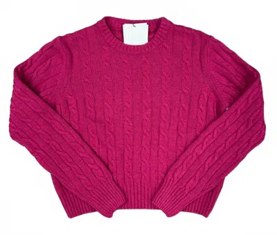 Dixie Women's Dalton Cable Knit Sweater In Raspberry In White