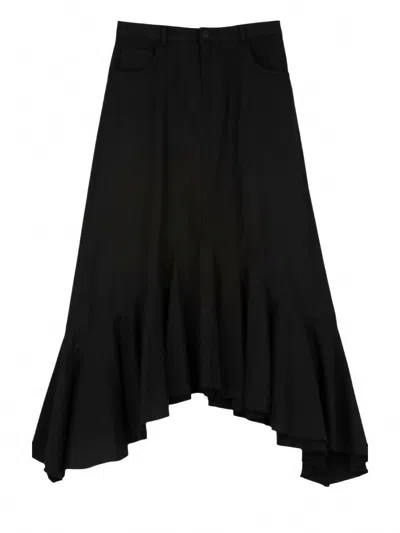 Dixie Women's Frayed Hem Hi Low Ruffle Skirt In Black