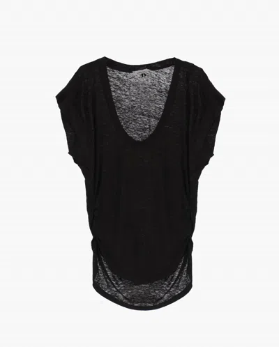 Dixie Women's Ruched V Neck Tee In Black