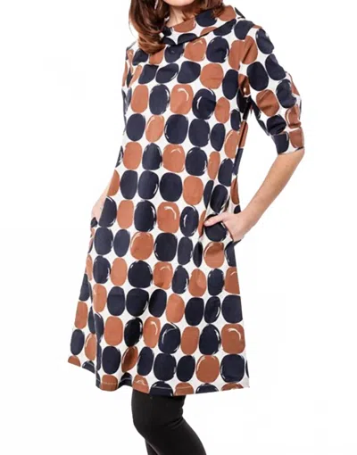 Dizzy Lizzie Audrey Retro Dress With Big Dots In Black/brown