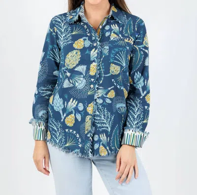 Dizzy Lizzie Cape Cod Frayed Shirt In Blue Underwater