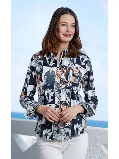 Dizzy Lizzie Cape Cod Fringe Top In Audrey H. Print In Multi