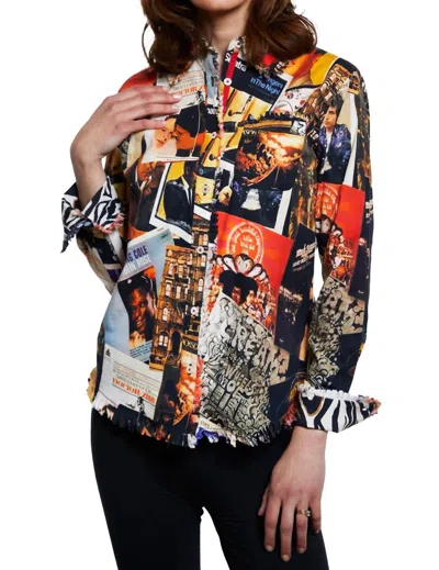 Dizzy Lizzie Cape Cod Rock And Roll Print Shirt In Multi Rocker