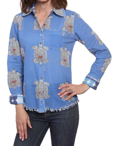 Dizzy Lizzie Cape Cod Top In Turtles Print In Blue