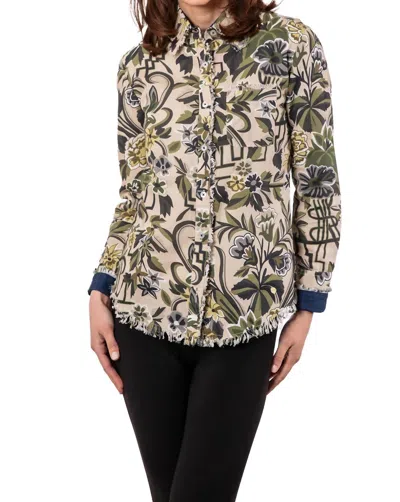 Dizzy Lizzie Cape Cod Tunic In Neutral/ Green In Multi