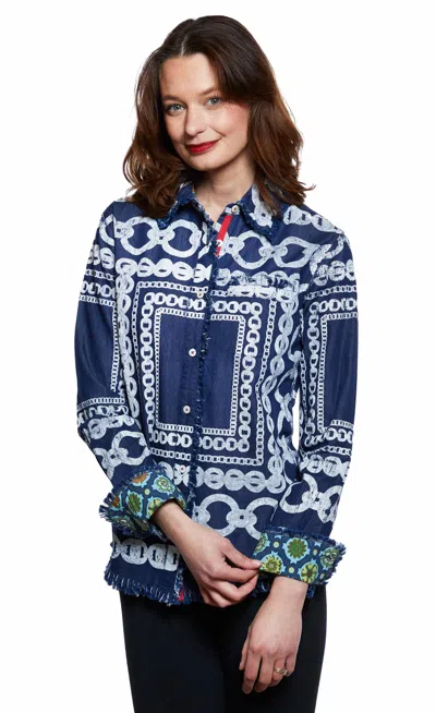 Dizzy Lizzie Cape Cod Tunic Shirt In Denim / White In Multi