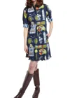 Dizzy Lizzie Chatham Dress In Navy Globes In Multi