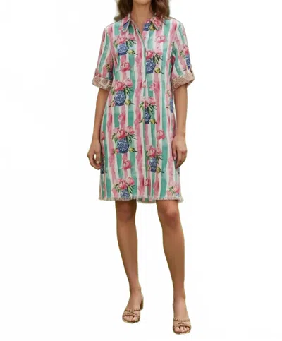 Dizzy Lizzie Chatham Dress In Stripes And Print In Multi