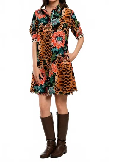 Dizzy Lizzie Chatham Dress In Tiger Rug In Multi