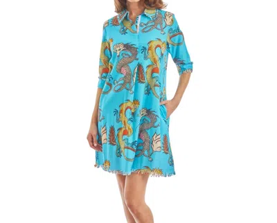 Dizzy Lizzie Chatham Dress In Turquoise Dragon In Multi