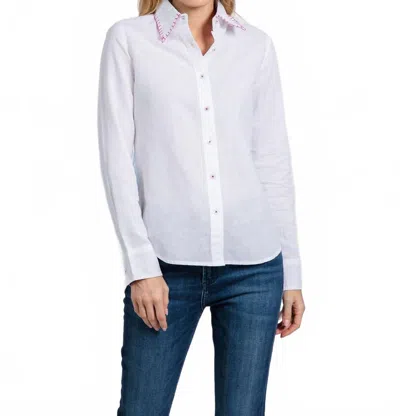 Dizzy Lizzie Chesapeake Long Sleeve Shirt In Saint Tropez In White