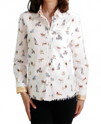 Dizzy Lizzie French Pooches Cape Code Shirt In White