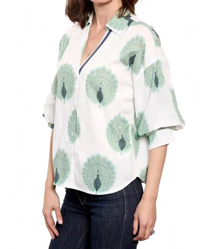 Dizzy Lizzie Milano Puff Sleeve Blouse In Green