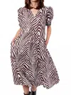 Dizzy Lizzie Montauk Animal Print Dress In Chocolate Ivory Tiger Stripes In Multi
