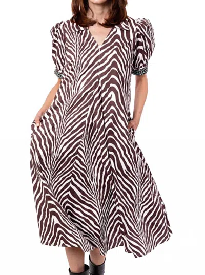 Dizzy Lizzie Montauk Animal Print Dress In Chocolate Ivory Tiger Stripes In Multi