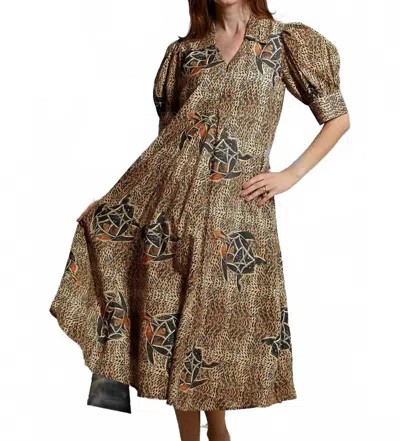 Dizzy Lizzie Montauk Dress In Browns - Turtles