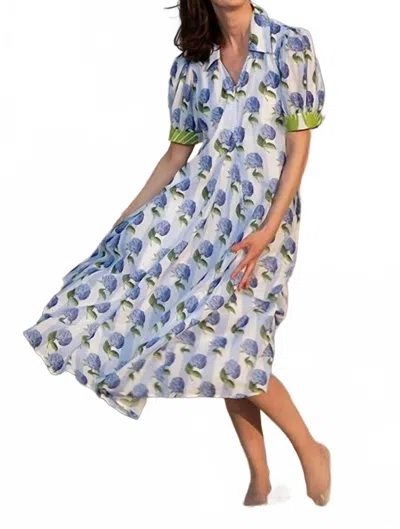 Dizzy Lizzie Montauk Dress In Striped Hydrangeas In Multi