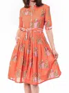 Dizzy Lizzie Mrs. Maisel Dress In Orange With Cats In Multi