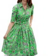 Dizzy Lizzie Mrs Maisel Whimsy Print Dress In Green In Green