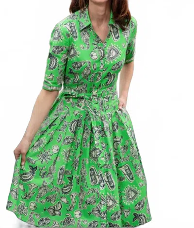 Dizzy Lizzie Mrs Maisel Whimsy Print Dress In Green