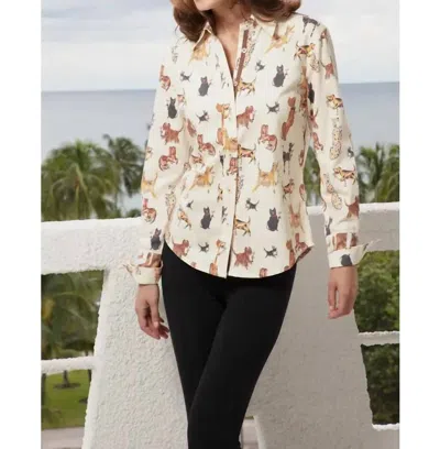 Dizzy Lizzie Rome Top In Dogs & Cats Sipping Cocktails In Multi