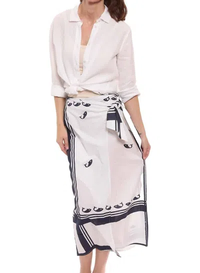 Dizzy Lizzie Sarong Skirt In Whale Print In Multi