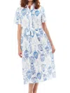 Dizzy Lizzie Short Sleeve Shirtdress In Chinoiserie In Multi