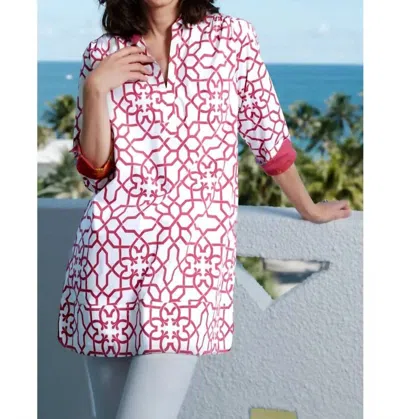 Dizzy Lizzie Vail Tunic In Pink & White