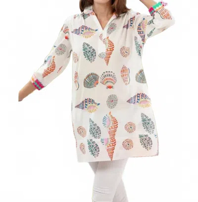 Dizzy Lizzie Vail Voile Tunic In Seashells In White