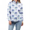 Dizzy Lizzie Women's Rome Shirt In Perfume And Hydrangeas In Blue
