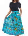 Dizzy Lizzie Woodstock Skirt In Turquoise With Butterflies In Blue