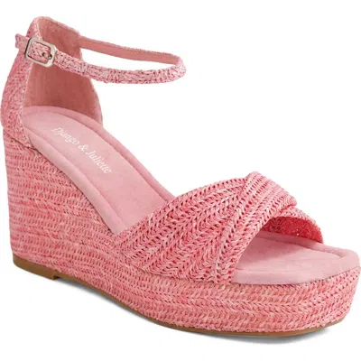 Django & Juliette Django And Juliette Cotton Wedge Heel In Pink