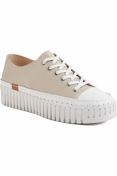 DJANGO & JULIETTE WOMEN'S BASELO PLATFORM SNEAKER IN WHITE-ALMOND SOLE LEATHER