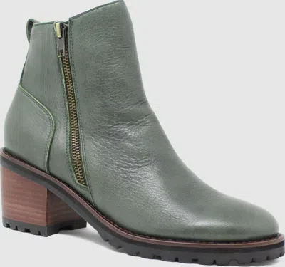 Django & Juliette Women's Birdi Ankle Boot In Dark Olive Leather In Black