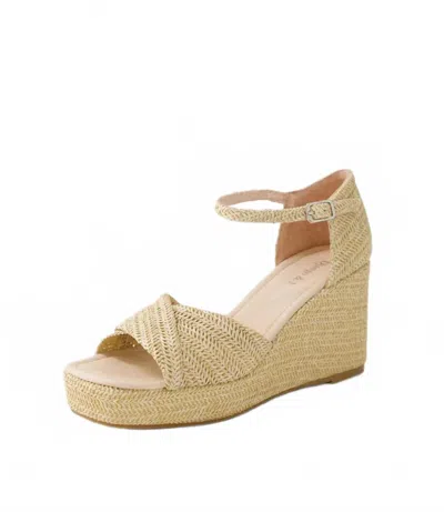 Django & Juliette Women's Cotton Buckled Ankle Strap Sandals In Latte Raffia In Multi