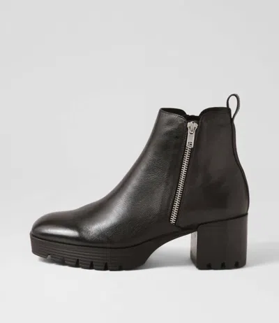 Django & Juliette Women's Dinis Leather Boot In Black Leather