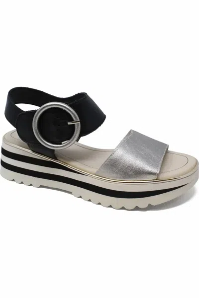 Django & Juliette Women's Harlows Platform Sandal In Argento-black Leather In Multi